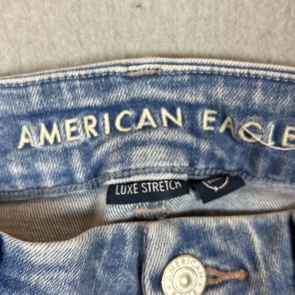 American‎ Eagle Super Hi-Rise Flare Jeans Women 0 Blue Light Wash Stretch Denim